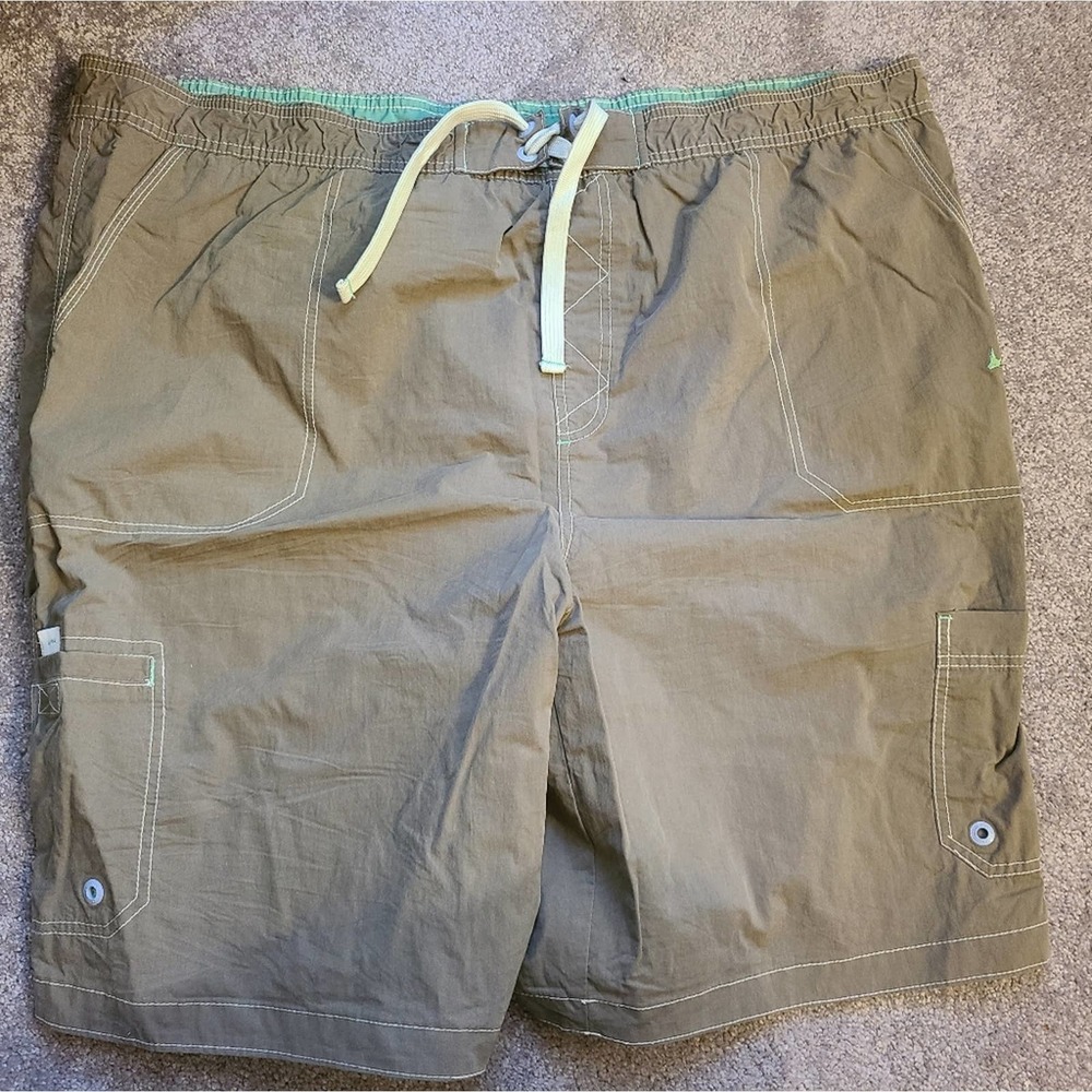 Mantaray Mens Swimwear, Tan with Mint Green Trim. Size 3XL